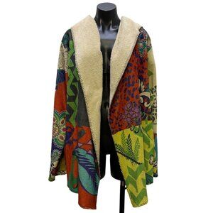 Johnny Was Hooded Cardigan With Multicolor Floral Print Size XL